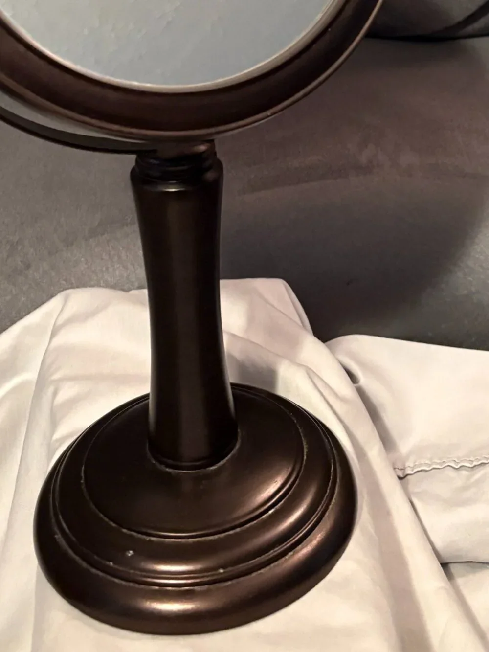 Hand Crafted 2-Sided Dual Mirror-Standing w/Pedestal Base-1 side Magnifying-VGUC